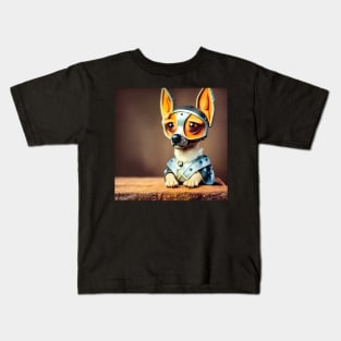 Chihuahua wearing medieval knight armor Kids T-Shirt